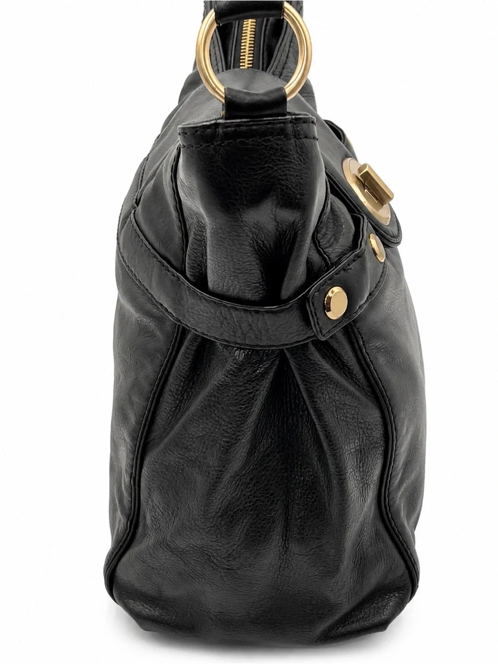 Michael Kors Chandler Black Pebbled Leather Hobo Shoulder Bag Gold Studded Y2K